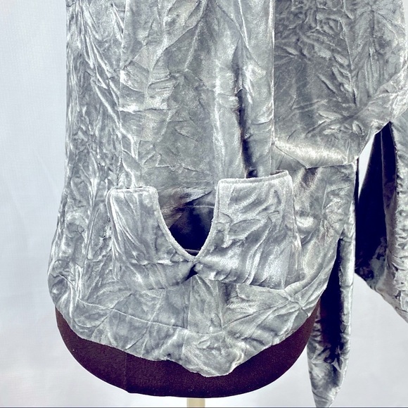 Mishca Crushed Velvet Tie Front Jacket in Striking Silver - Picture 4 of 7